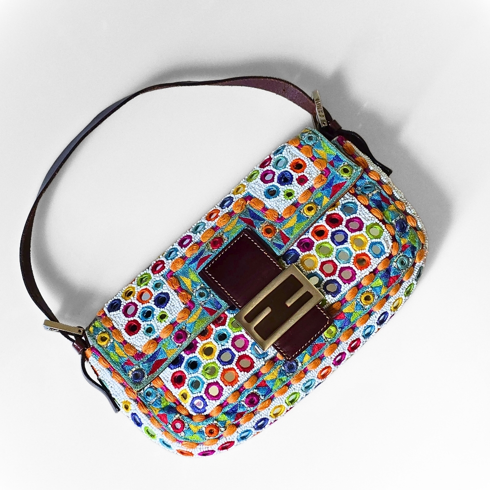 **SOLD**Fendi Baguette Multicolored Embroidered Mirrors Vintage
